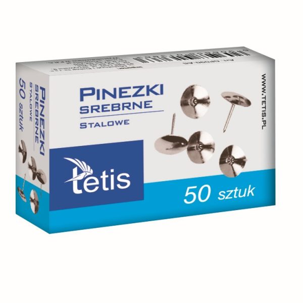 TETIS pinezki srebrne 50 sztuk / GP090-AS - Arioo.pl