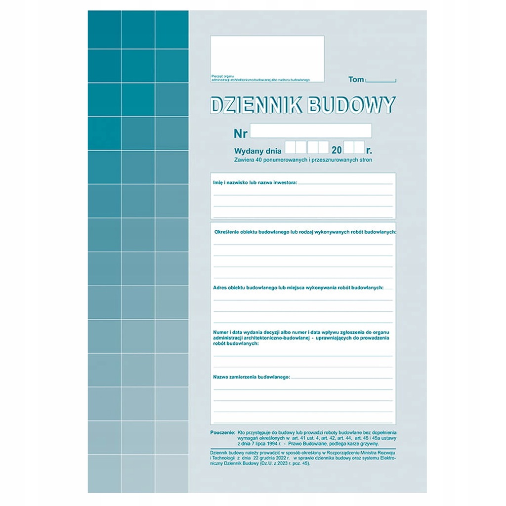 Dziennik budowy A4 603-1Z Dziennik budowy A4 603-1Z - Arioo.pl