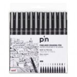 Cienkopis kreślarski UNI PIN-200 czarny etui 12szt