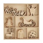 Ozdoby drewniane pudełko Święta Mikołaj i Sanie