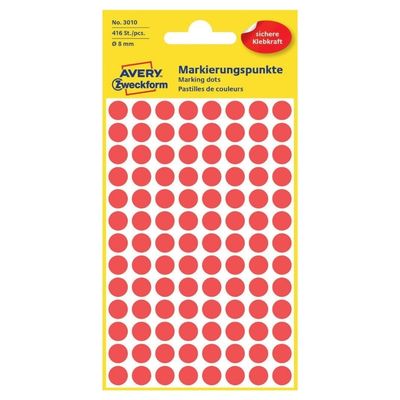 Etykiety kółka Avery 3010 8mm czerwone - Arioo.pl