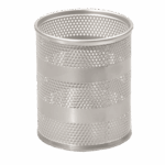 Przybornik Metalowy Duży Okrągły Srebrny TETIS