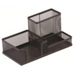 Przybornik metalowy siatka 3 komory czarny