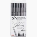 Cienkopis kreślarski UNI PIN-200 szary/czarny 6szt