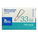 Spinacze TETIS 33mm trójkątne 100 sztuk