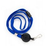 Taśma z mech. ściąg. i karabińczykiem niebieska - Arioo.pl