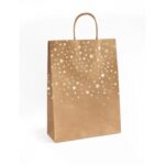 Torebki papierowe KRAFT złote gwiazdki 5 szt roz L