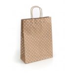 Torebki papierowe KRAFT złote kropki 5 szt roz. XL