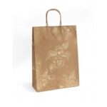 Torebki papierowe KRAFT złote kwiaty 5 szt roz. L