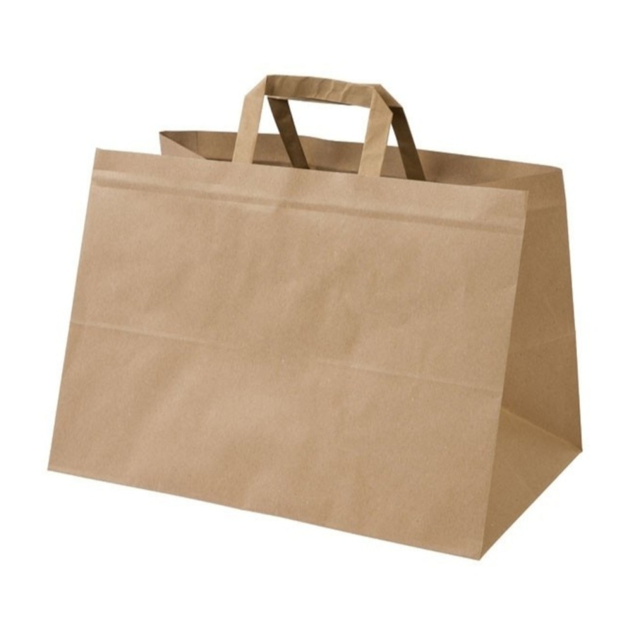 torba-papierowa-eko-szara-plaska-raczka-32x22x25 Torba papierowa Eko brązowa 32x22x25 płaska rączka Arioo.pl